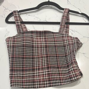 Chic Plaid Pink and Black Crop Top